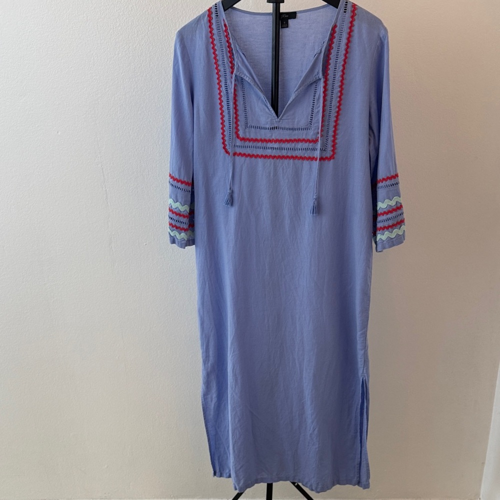 J. Crew Long Beach Kaftan/Tunic Dress Blue/Lavender Size Small oversized